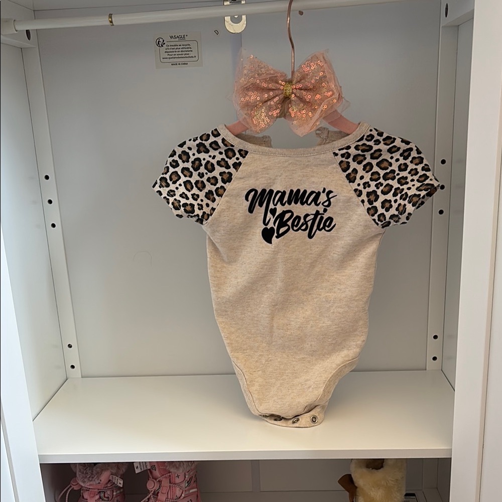 Mama's Bestie Leopard Print Onesie